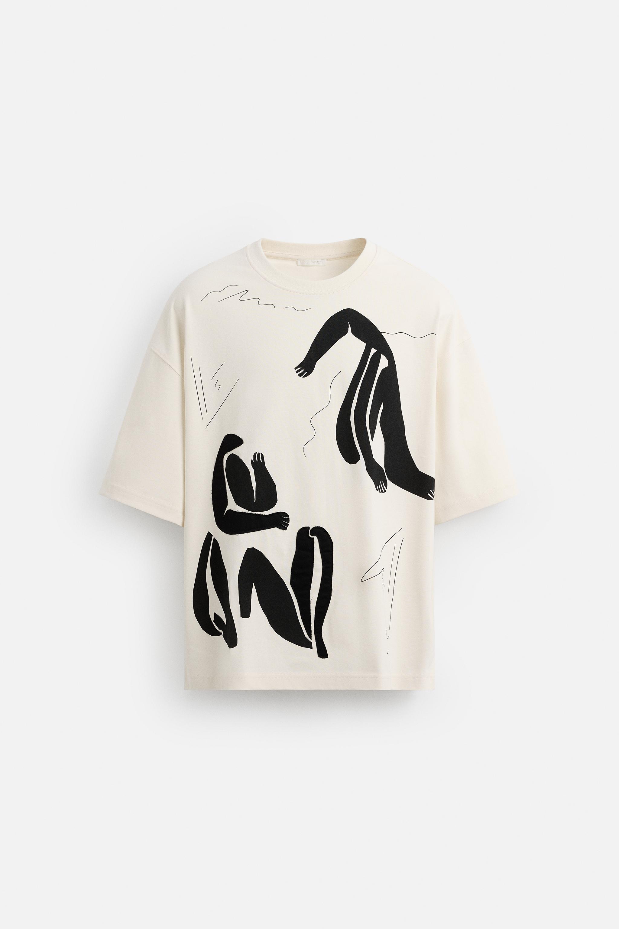 プリントパッチTシャツ - オフホワイト | ZARA Japan / 日本