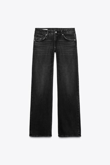 TRF WIDE-LEG LOW-RISE JEANS - Black by Zara