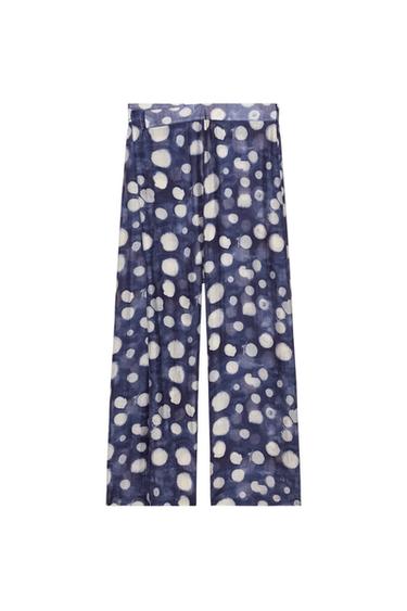 Zara ZW COLLECTION POLKA DOT PANTS - Blue