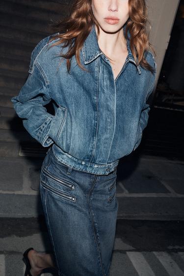 DENIM JACKET WITH TABS - Blue by Zara - Image 2
