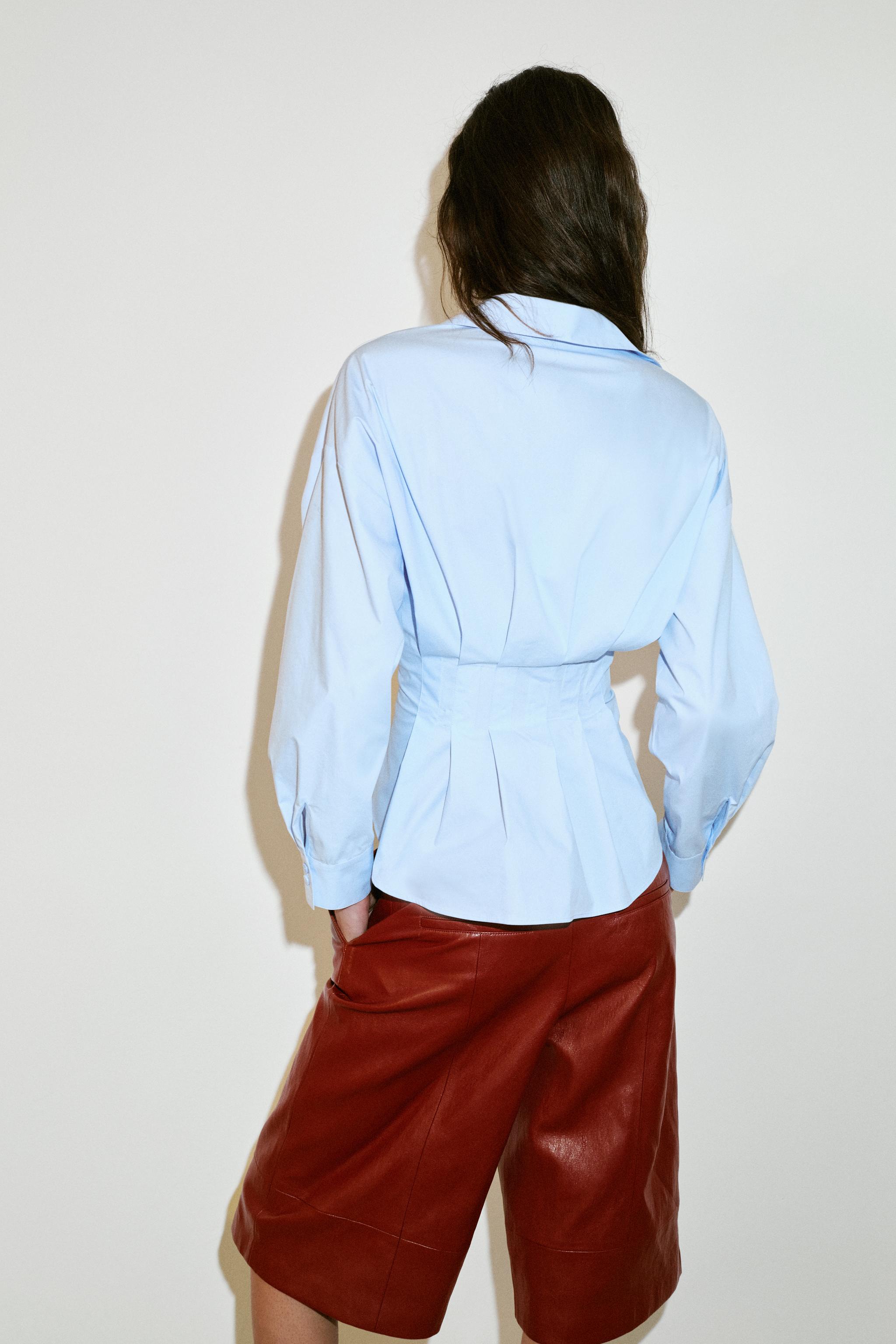 Zara STRIPED PLEATED SHIRT — фото 5