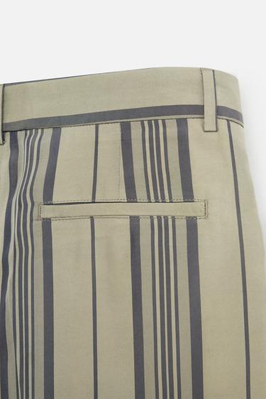 LIMITED EDITION 100% CUPRO STRIPED TROUSERS - Khaki by Zara - Image 10