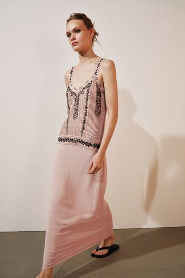 VESTIDO PEDRERÍA ZW COLLECTION - Rosa / Blanco de Zara - Imagen 0