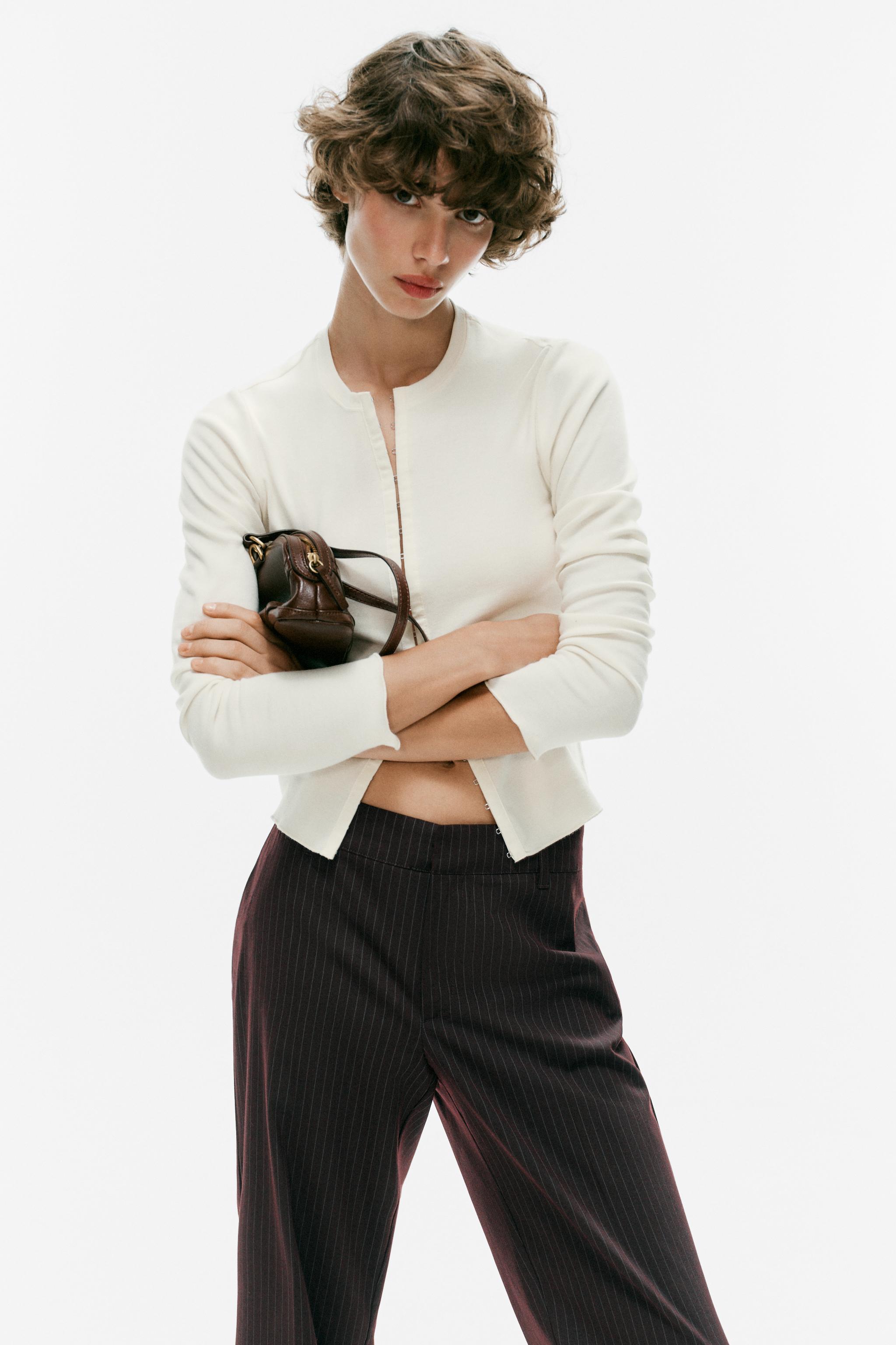 LOW-RISE STRAIGHT LEG PANTS — Dark maroon