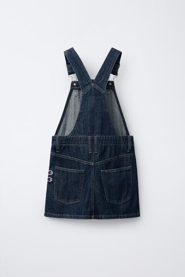 CHAMPION ® X ZARA LABEL DENIM PINAFORE DRESS - Blue by Zara