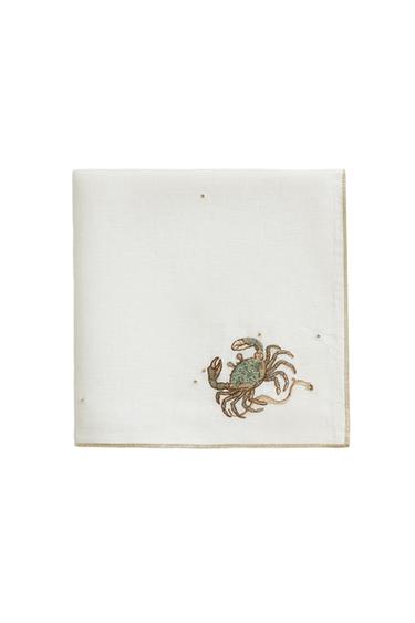 BESTICKTE LEINENSERVIETTE KREBS | MARISA BERENSON - Cremefarben von Zara