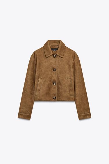FAUX SUEDE JACKET - Brown by Zara