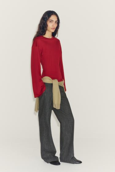 T-SHIRT AJUSTÉ SUPIMA® - Rouge foncé de Zara - Image 3