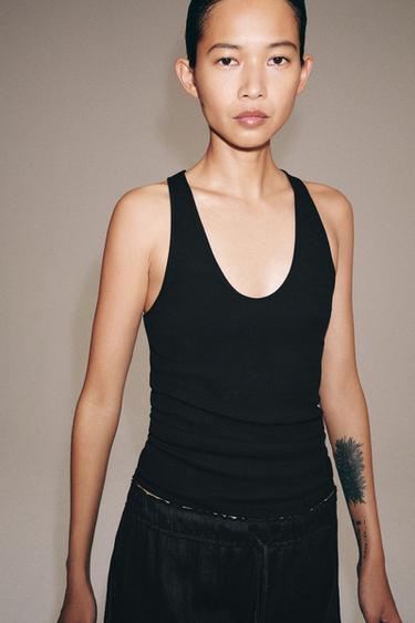 Zara MAJICA OD SUPIMA® PAMUKA – Crna