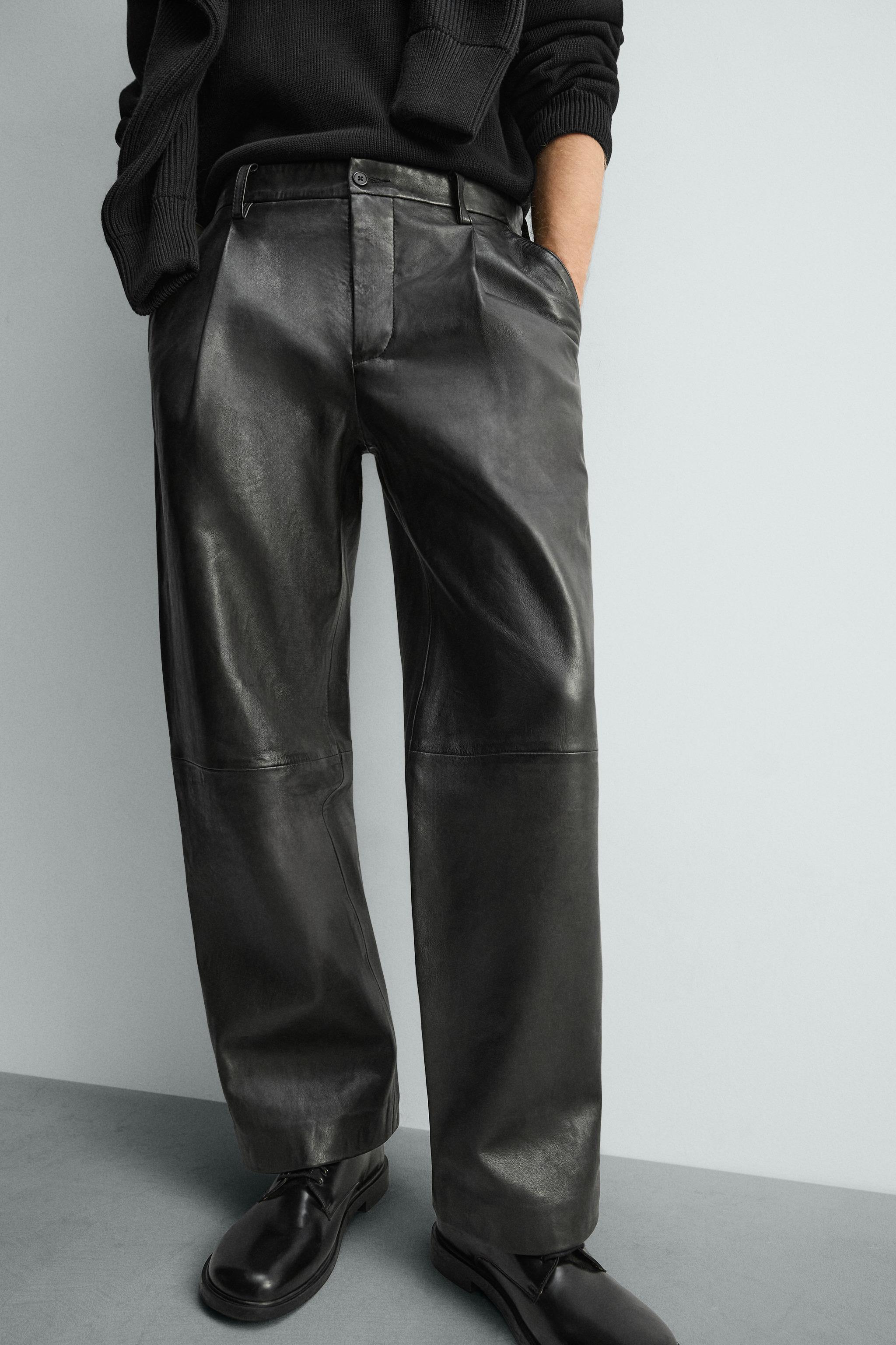 LEATHER STRAIGHT FIT PANTS