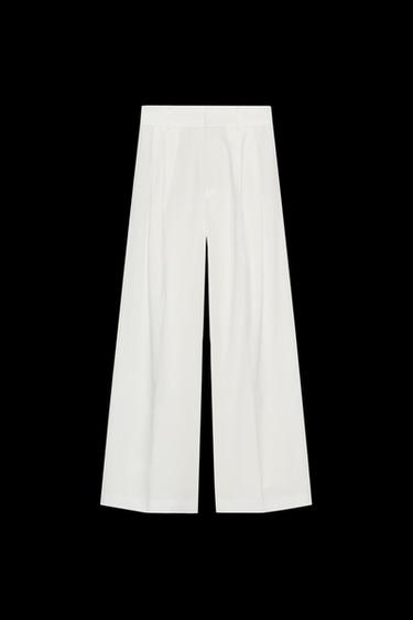 Zara PLEATED PANTS WITH FLAPS - Oyster-white
