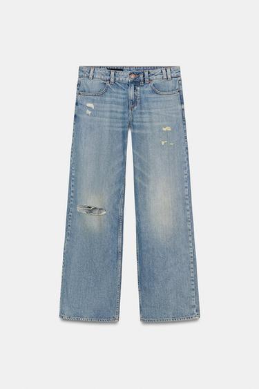 Z1975 STRAIGHT LOW-RISE RIPPED JEANS - Indigo by Zara - Image 8
