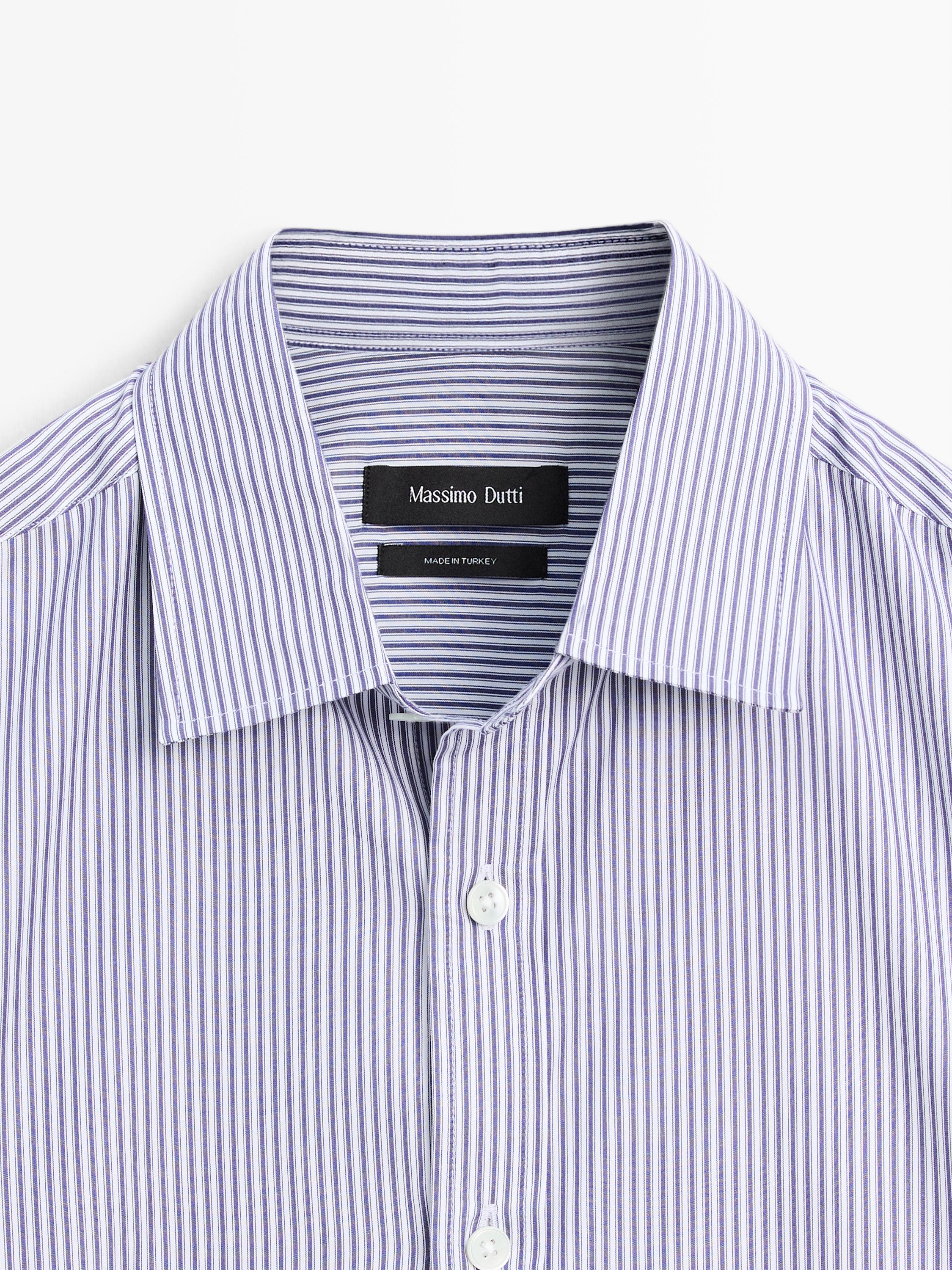 Chemise regular en popeline à rayures