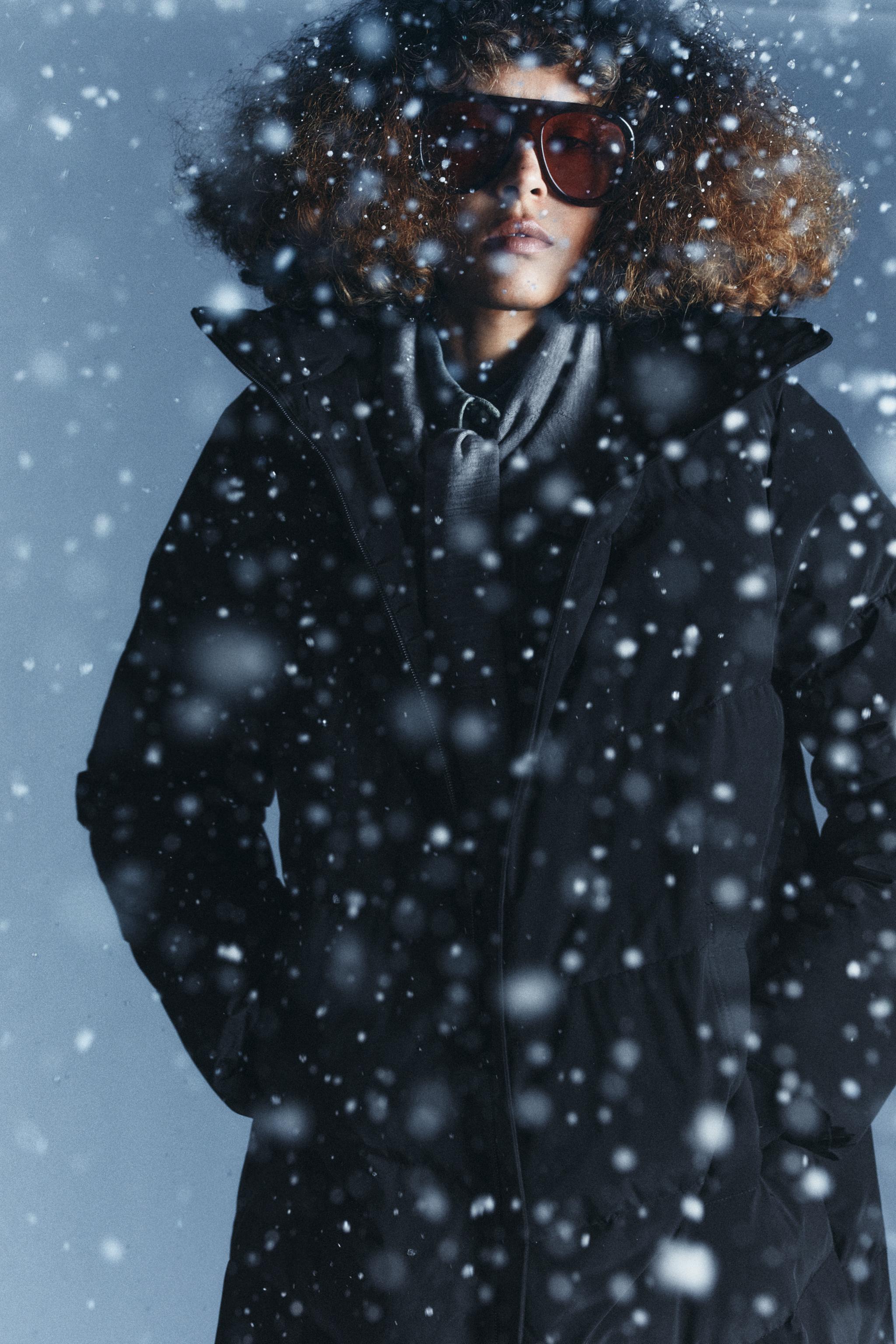 LONG WATER REPELLENT WINDPROOF HOODED DOWN JACKET