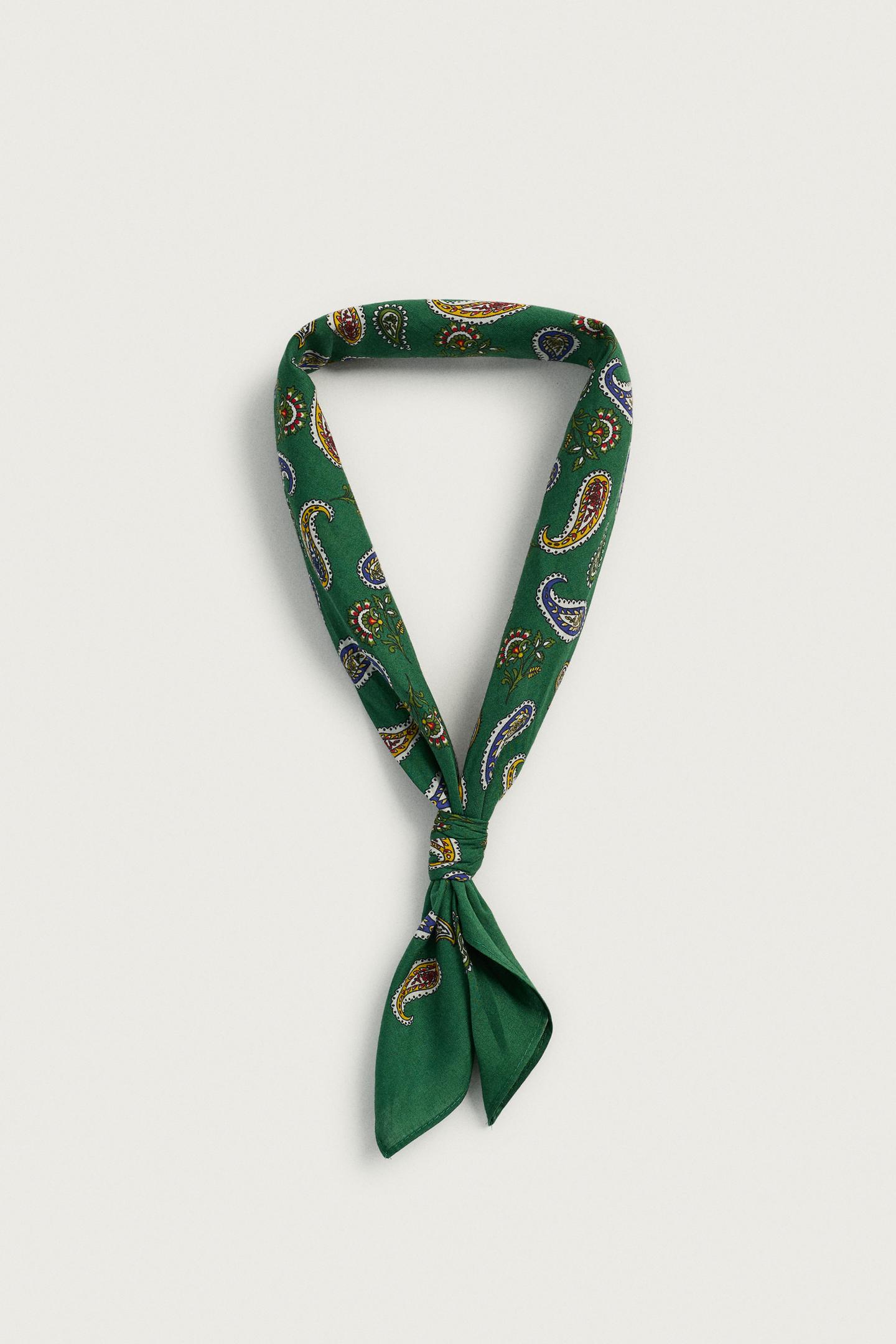 Мужские аксессуары Zara Geometric Print Bandana, цвет: Зелёный — фото 2