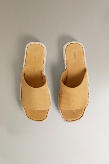 SANDALES COMPENSÉES CUIR - Marron de Zara - Image 4