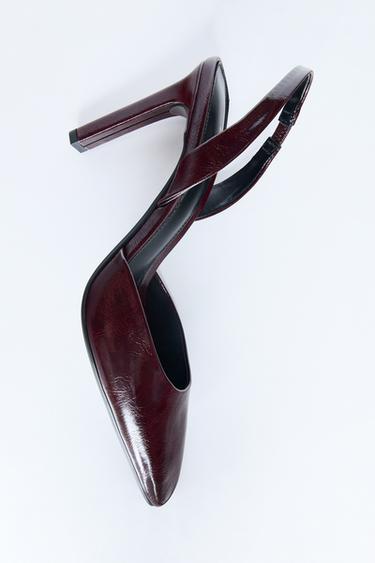 ZAPATO TACÓN PUNTA CUADRADA - Rojo Burdeos de Zara