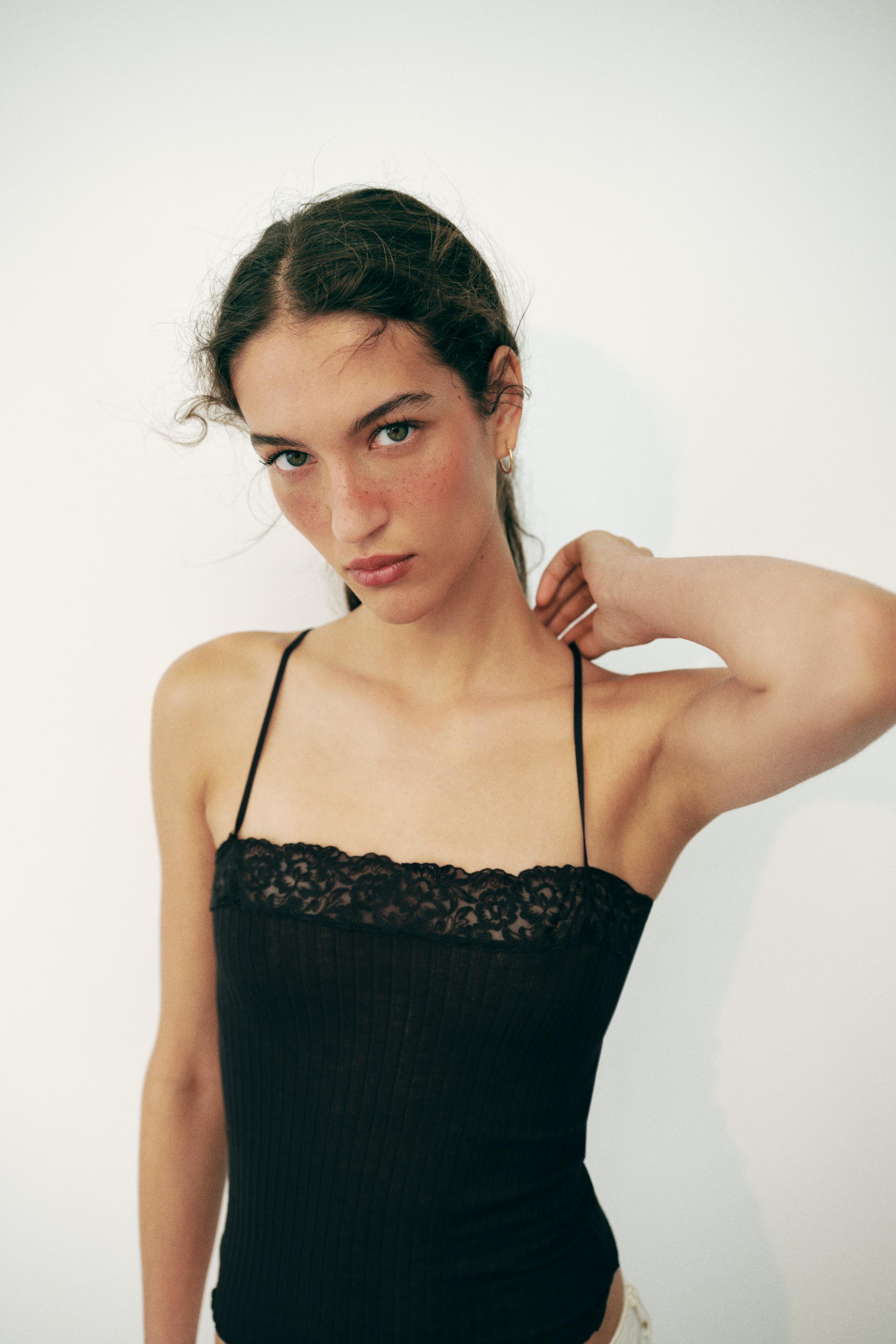LACE CAMISOLE — Black