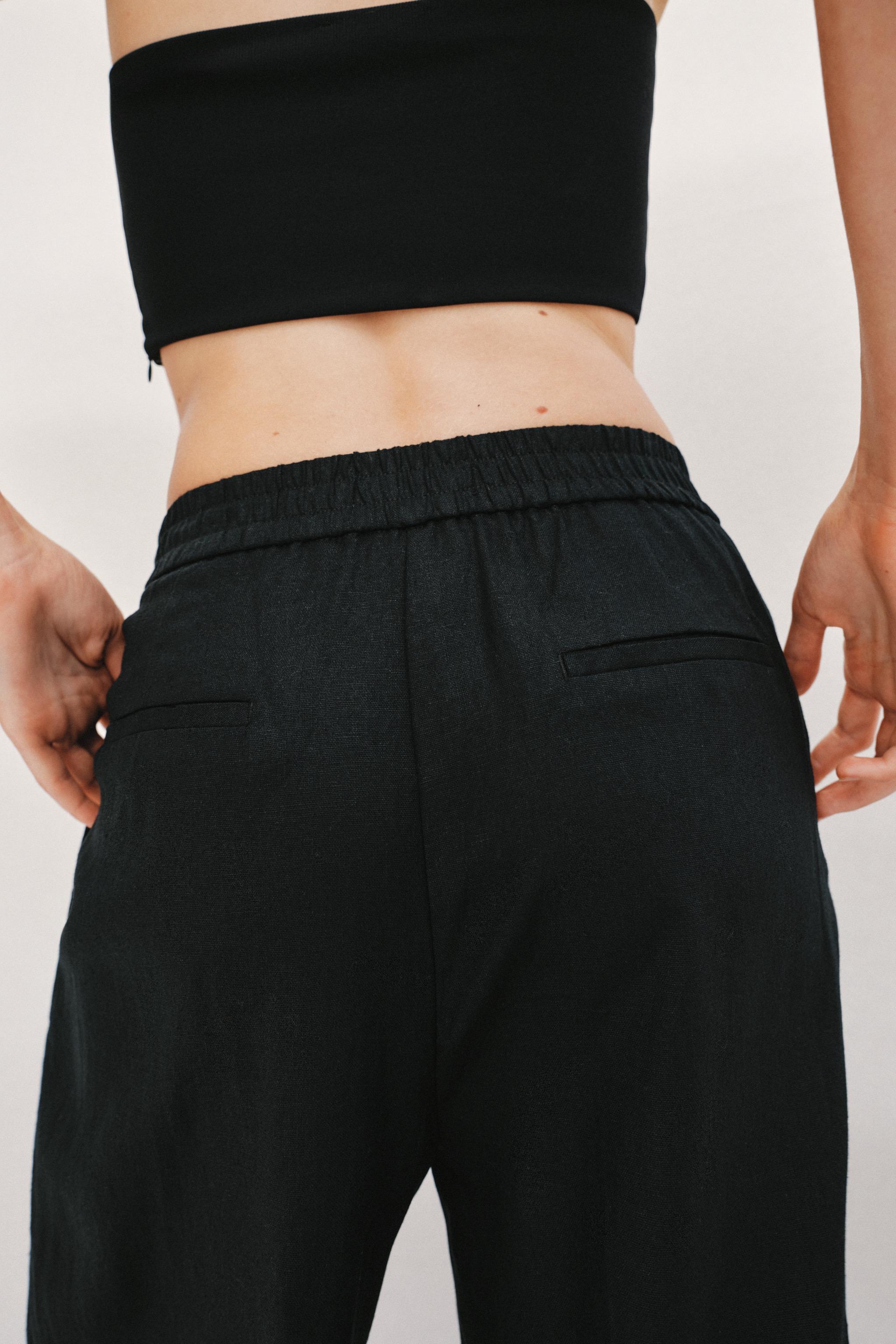 Женские брюки Zara LINEN STRAIGHT LEG PANTS — фото 6