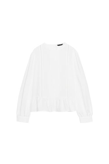 LADDER STITCH PEPLUM BLOUSE
