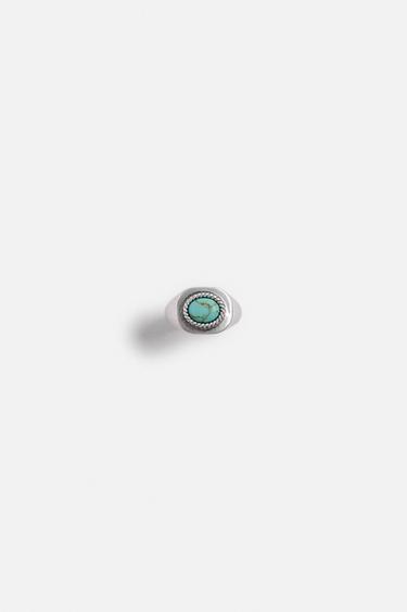 TURQUOISE STONE COMBINATION RING - Silver by Zara