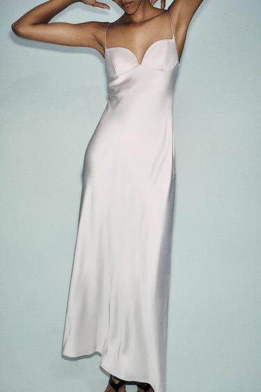 LONG SATIN DRESS - stone by Zara - Image 3