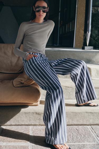 JEANS ZW COLLECTION LOOSE TIRO MEDIO RAYAS - Azul de Zara