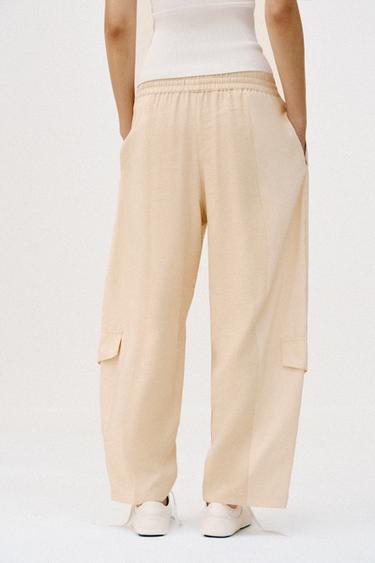 CONTRAST BARREL TROUSERS - Sand / Marl by Zara - Image 5