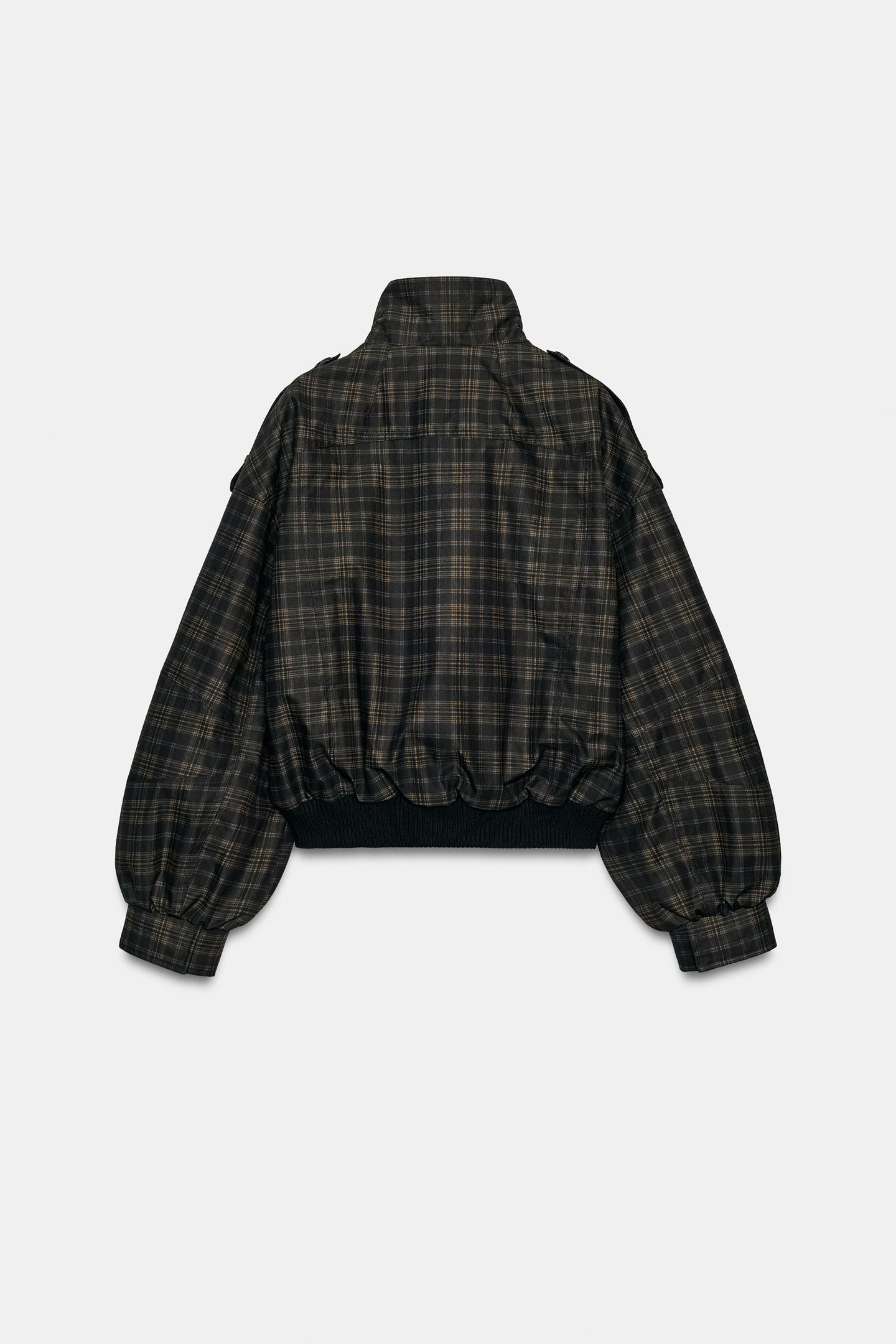 Женская куртка Zara Plaid Bomber, цвет: Коричневый — фото 7