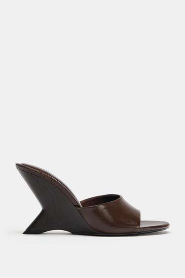 WOODEN WEDGE MULE - Brown by Zara - Image 0