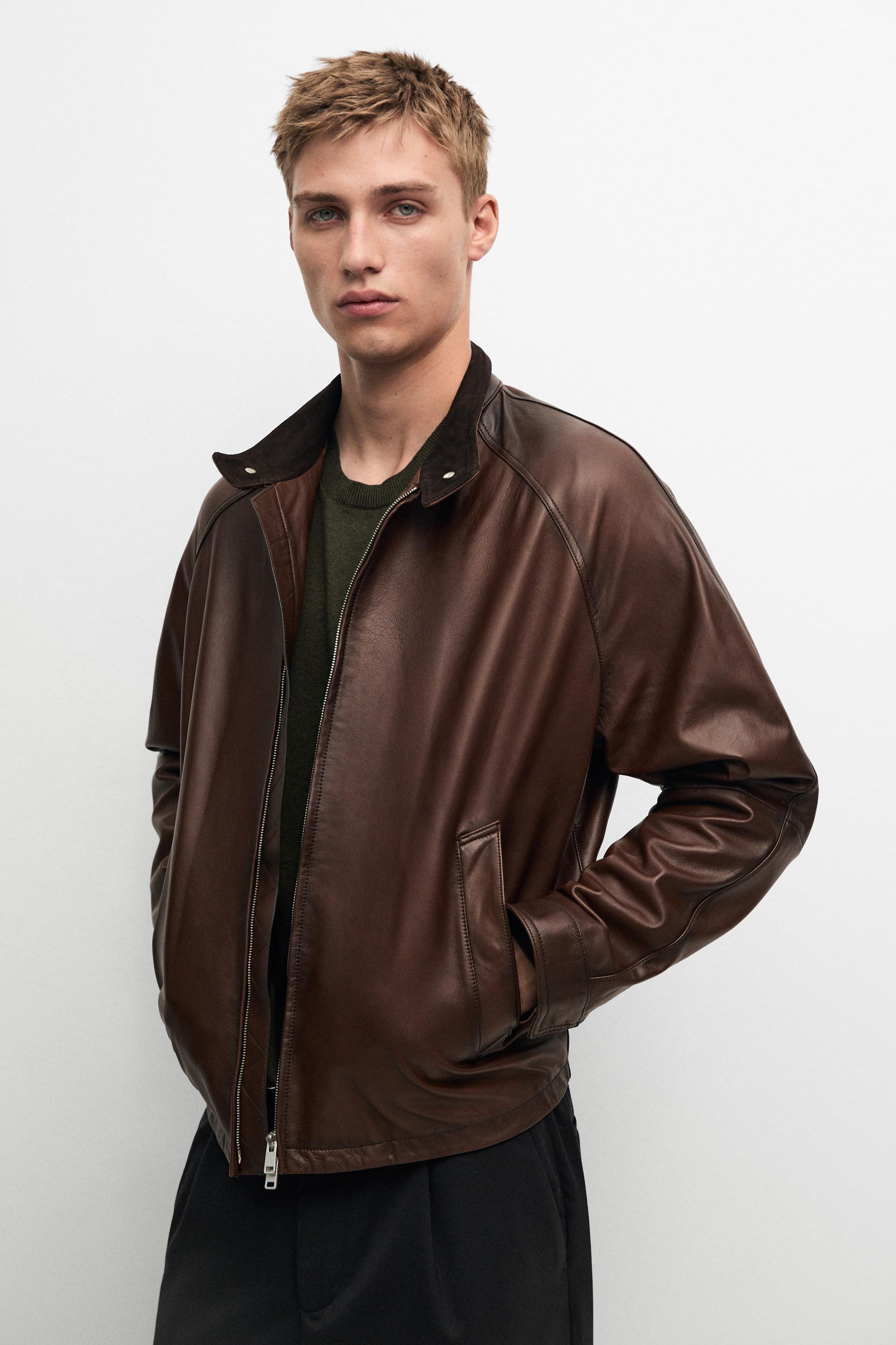 Nappa leather high-neck jacket
