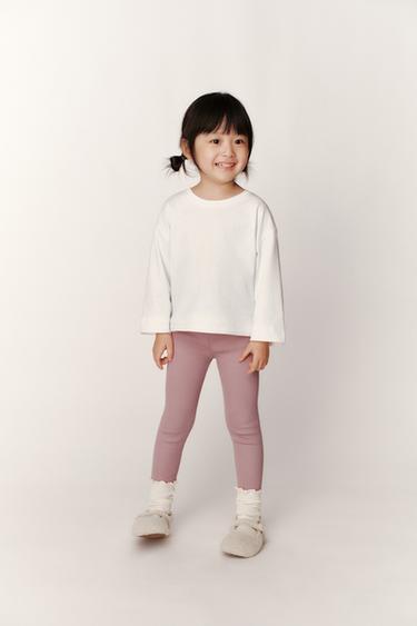 RIBBED LEGGINGS WITH LABEL - Pink / Mauve by Zara