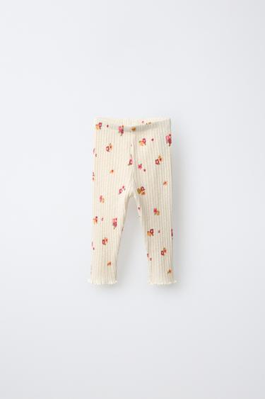 Zara 水果印花羅紋緊身褲 - 嫩裸色 - 圖片 0