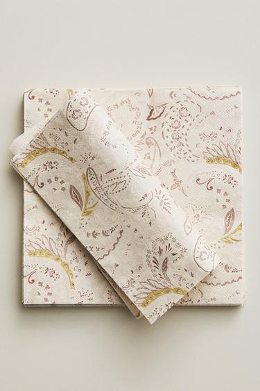 Zara PAISLEY PAPER NAPKIN PACK (PACK OF 20) - Beige