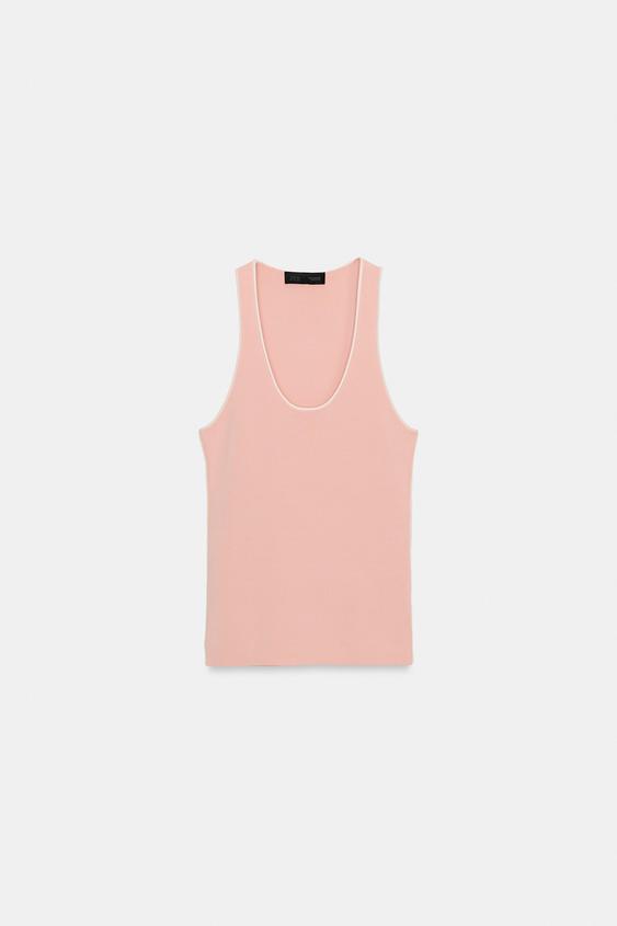 TOP PUNTO CUELLO OLLA - Rosa palo de Zara - Imagen 0