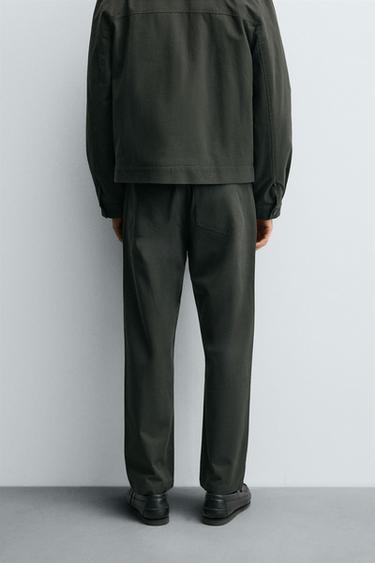 TEXTURED CANVAS TROUSERS - Dark khaki by Zara - Image 2
