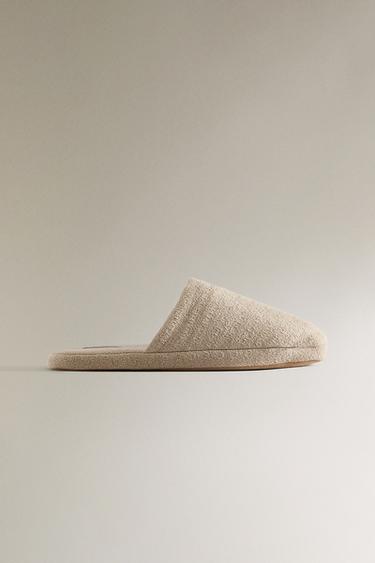 フラット リネンスリッパトープグレーZaraのフラット リネンスリッパ - トープグレー