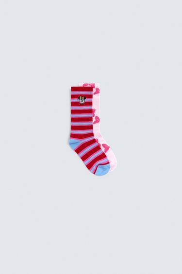 2-PACK OF COMBINED LONG SOCKS HARRY LAMBERT FOR ZARA X DISNEY - Pink / White by Zara - Image 1