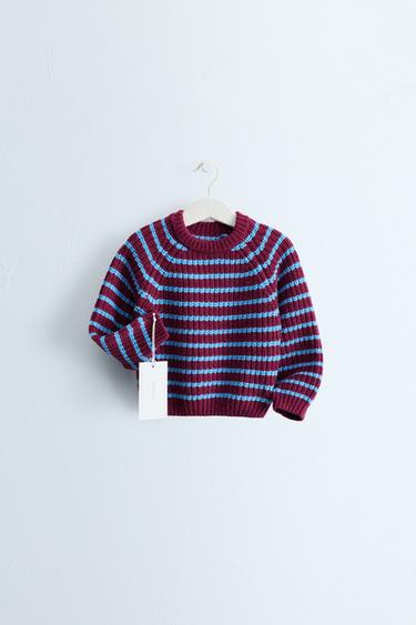 ZARA TIMELESS - JERSEY PUNTO RAYAS CON ALGODÓN Y LANA - Burgundy de Zara - Imagen 0
