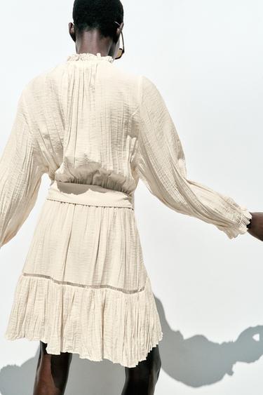 CRINKLED MINI DRESS - Beige by Zara - Image 5