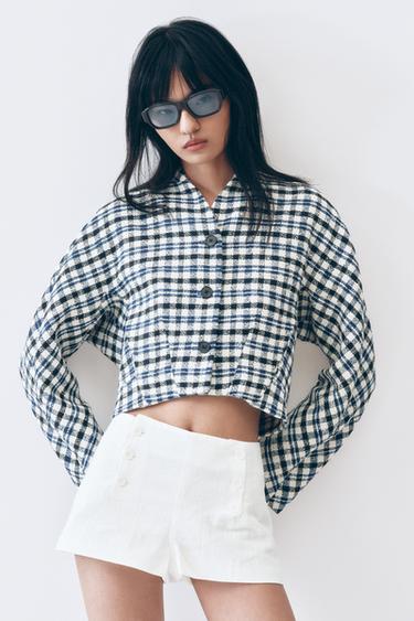 Zara ZARA WOMAN 格紋外套 - 裸色 / 藍色