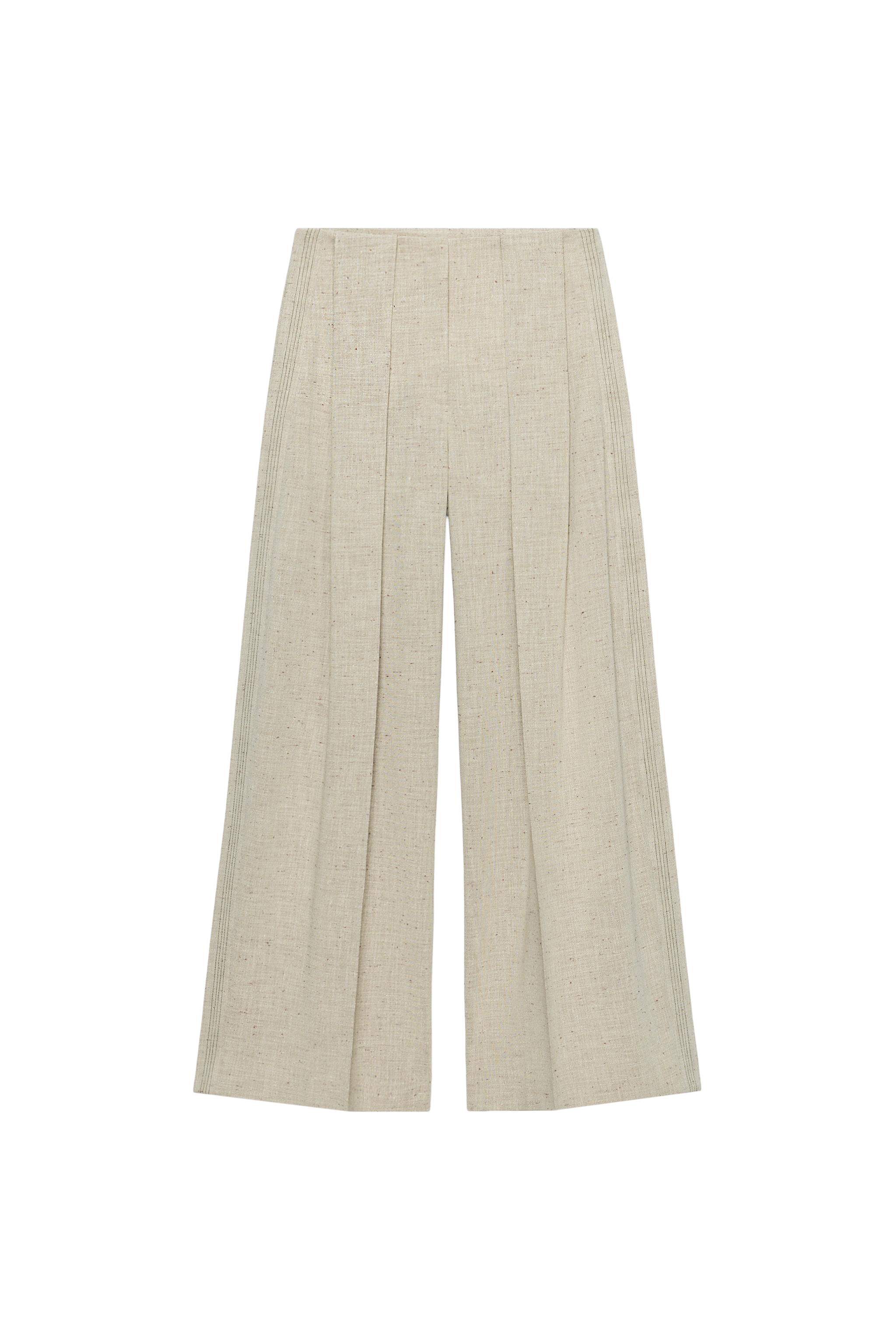 【なっお】②FB ZW COLLECTION トップステッチストレートパンツ - ベージュ | ZARA