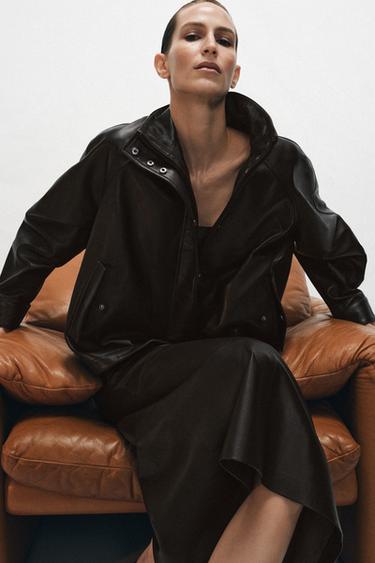 BLOUSON BOMBER 100 % CUIR ZW COLLECTION - Marron de Zara - Image 5