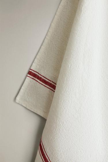 TORCHON LIN RAYURES - Rouge de Zara - Image 2