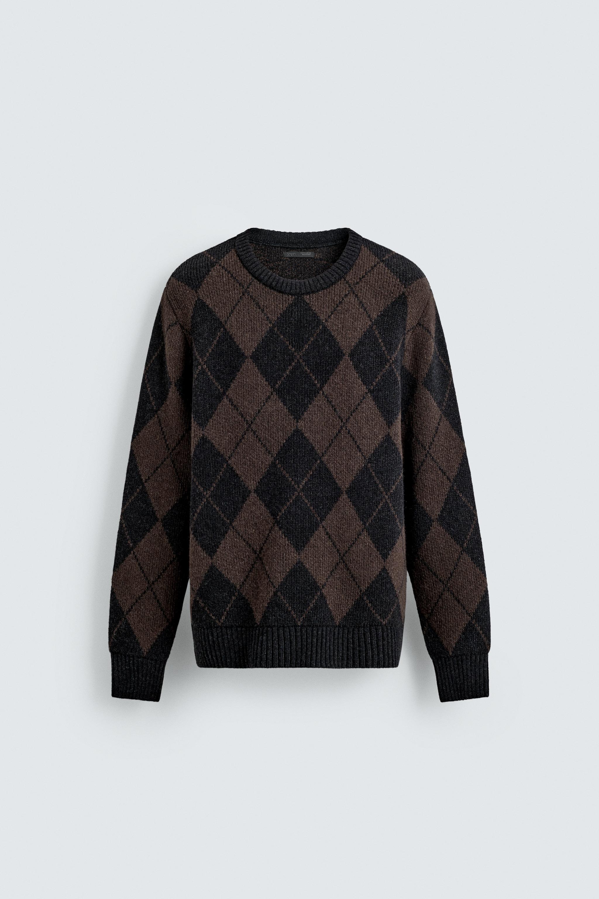 DIAMOND JACQUARD WOOL BLEND JUMPER