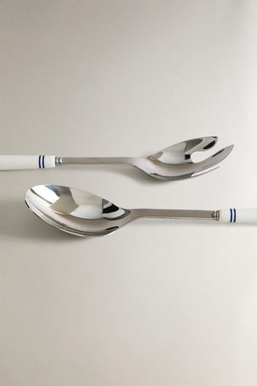 CERAMIC SALAD CUTLERY SET (SET OF 2) - Blue/White by Zara - Image 3