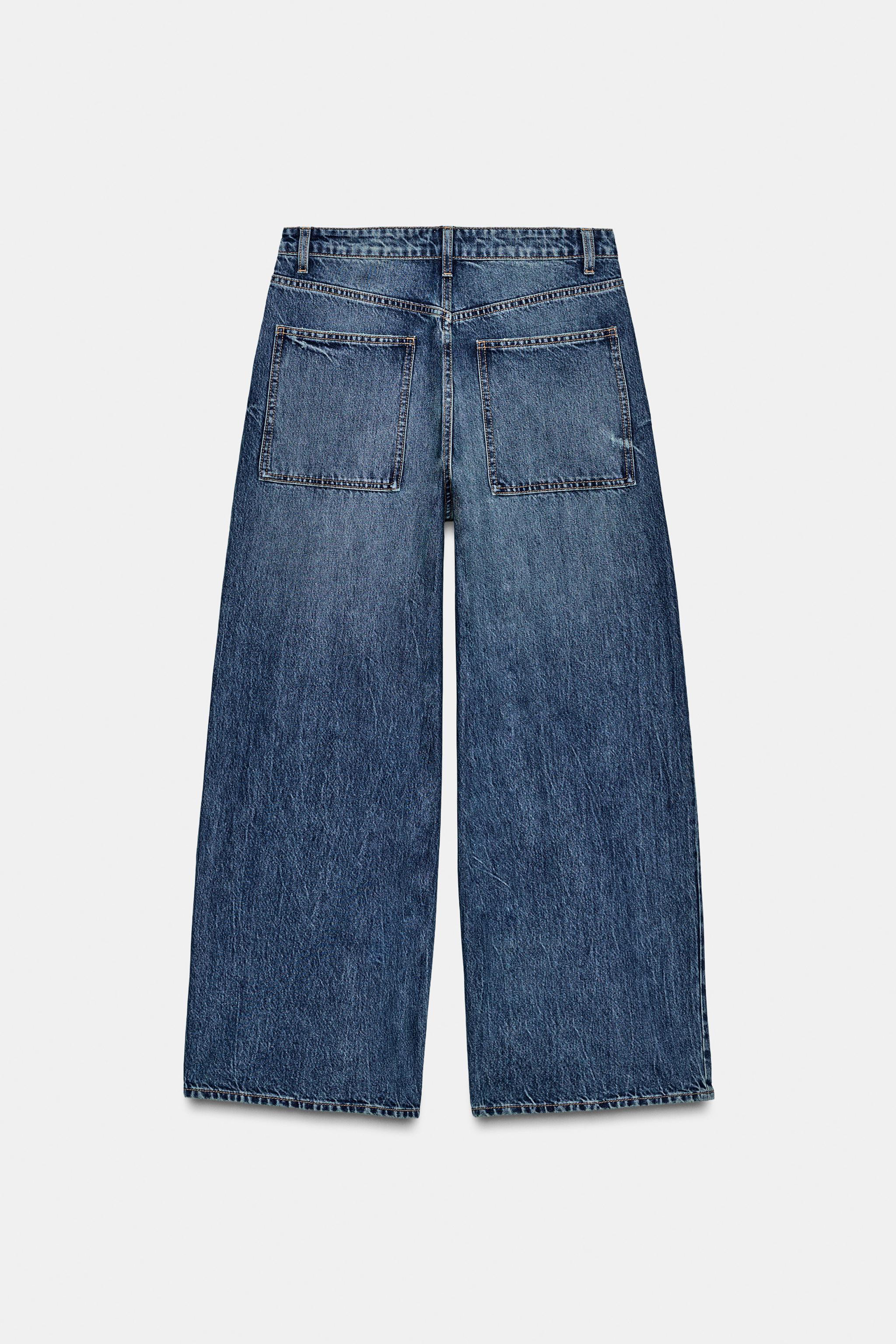 TRF WIDE-LEG LOW-RISE JEANS - Navy blue | ZARA South Africa