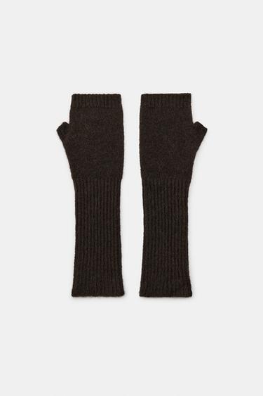 MITAINES LONGUES EN MAILLE - Marron de Zara - Image 3