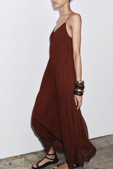 ZW COLLECTION EMBROIDERED DRESS - Brick by Zara