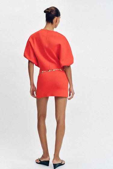 MINI JUPE EN MAILLE - Corail rouge de Zara - Image 4
